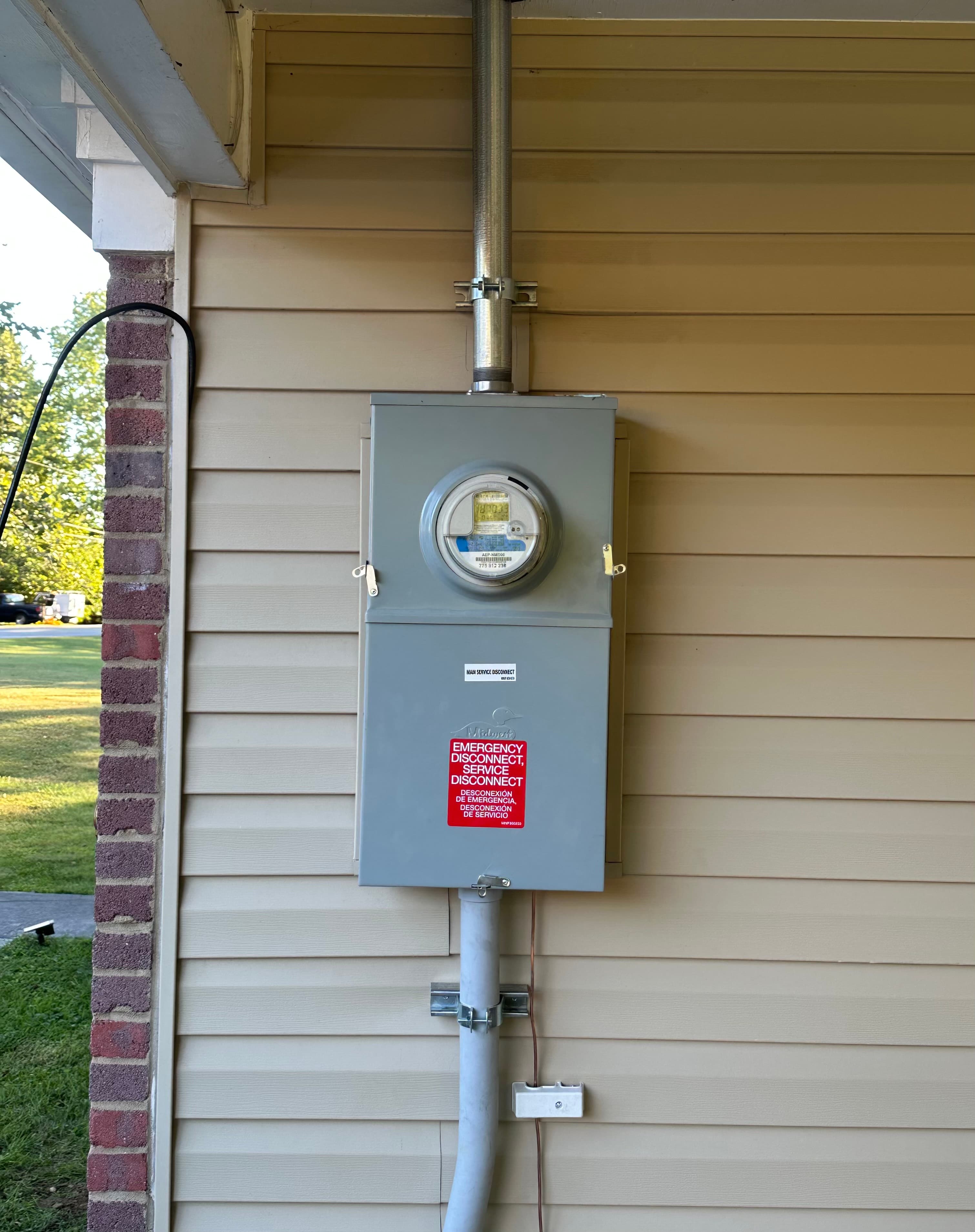New exterior meter and service disconnect on the Blacksburg home